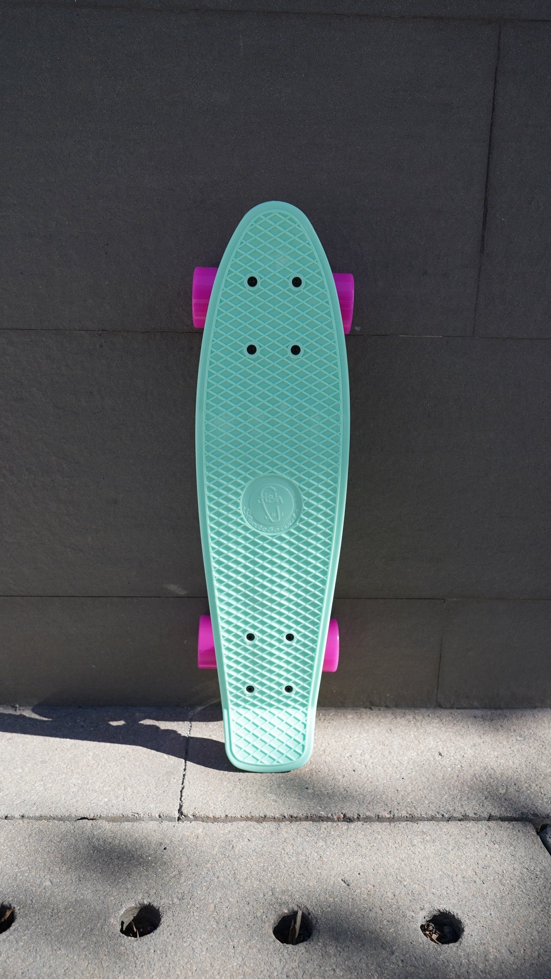 penny board teal and pink